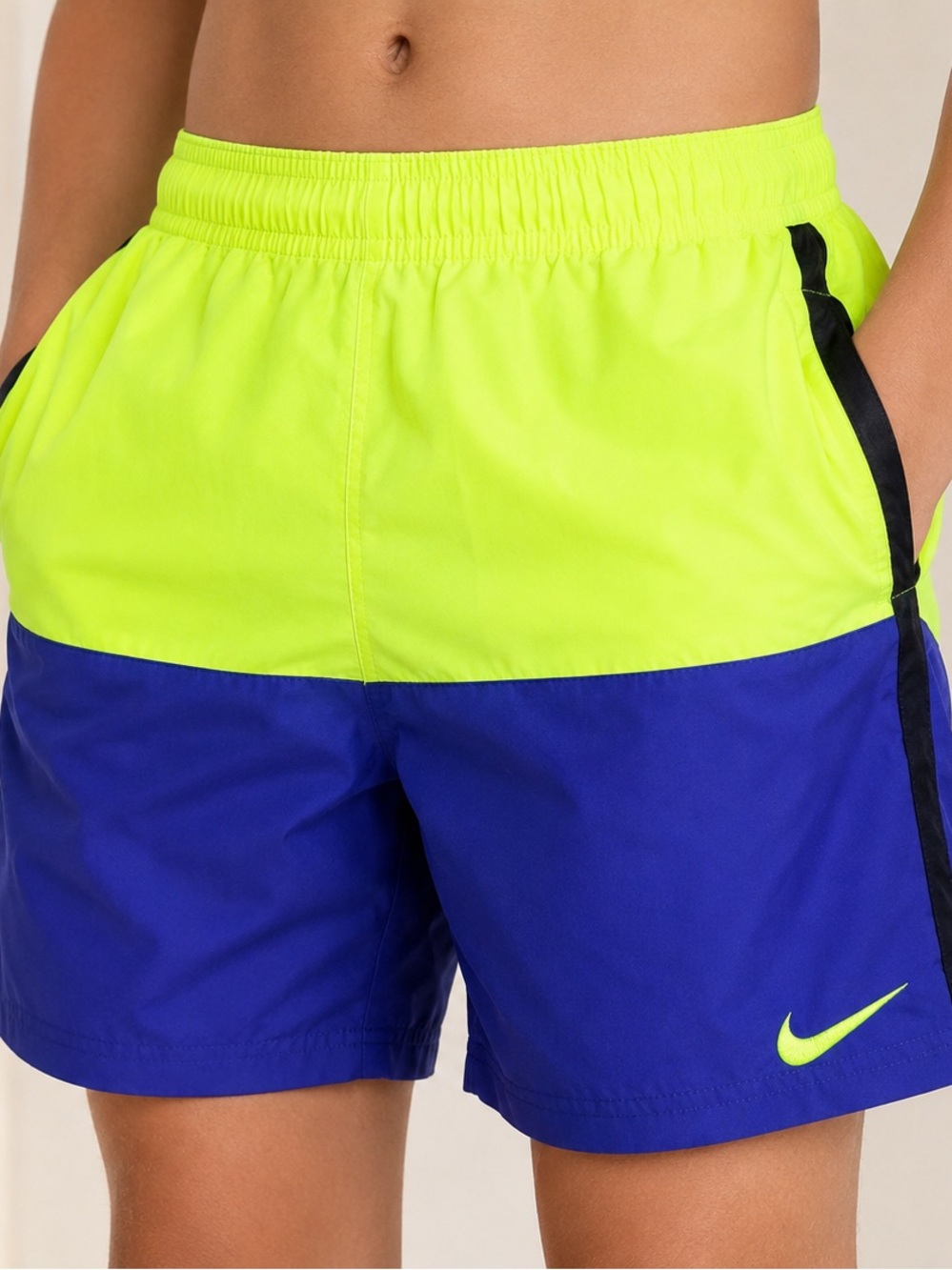 Nike Youth Large Neon Colorblock Swim Trunks Shorts